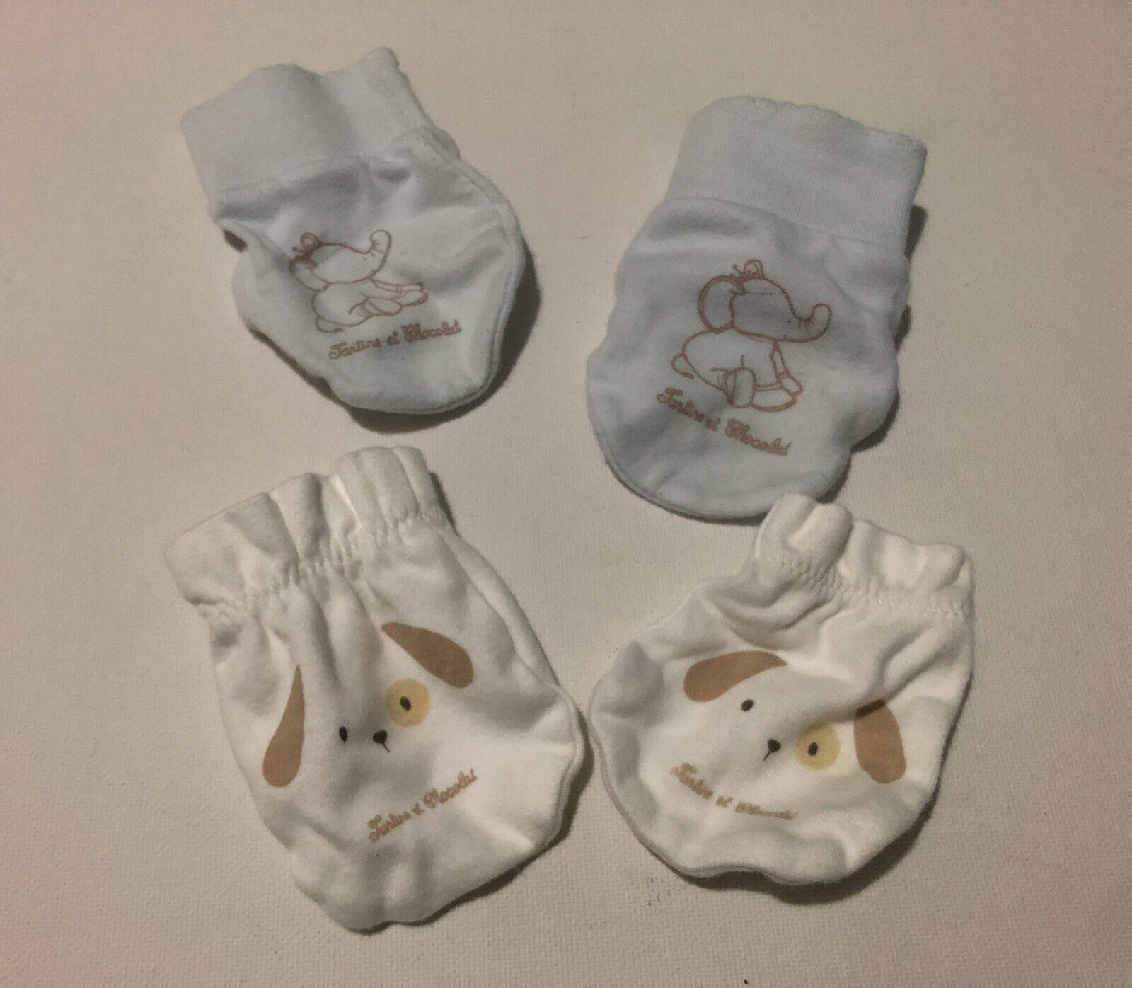 💛 (2) Tartine Et Chocolat Ewborn Mittens No Scratch Gloves Cotton Infant 💛