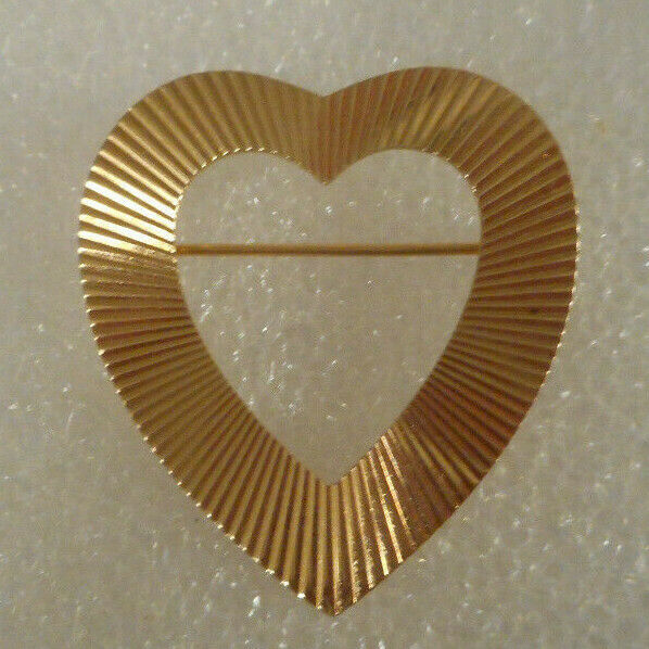 14k Yellow Gold Tiffany Heart Shaped Brooch Pin 4.6 Grams