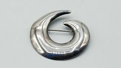 925 Silver Swirl Brooch Pin Tt584