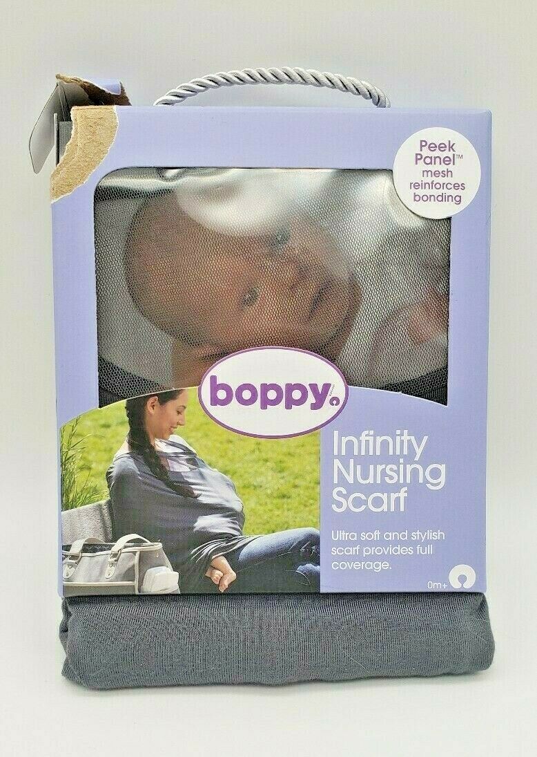 Boppy 18350 Infinity Nursing Scarf, Charcoal Gray, Ultra Soft, Peek Panel Mesh