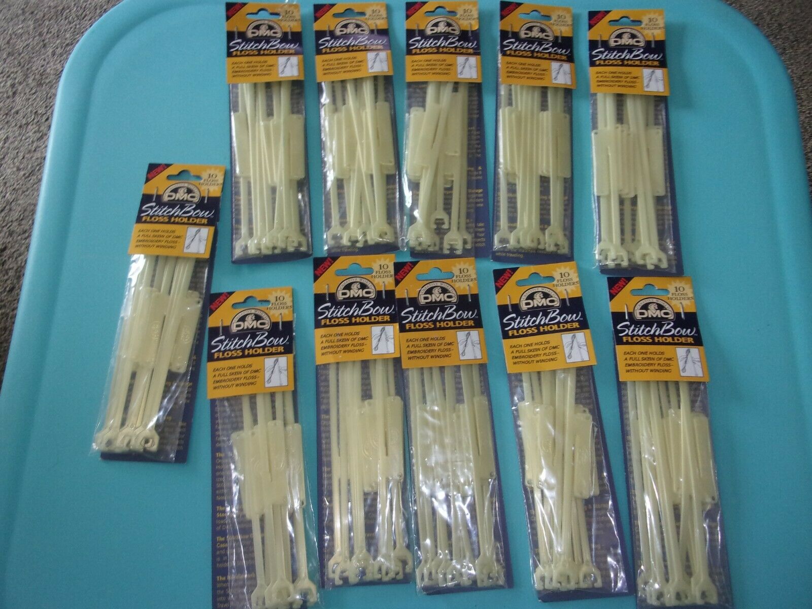 New Dmc Stitch Bow Floss Holder, 11 Packages Of 10