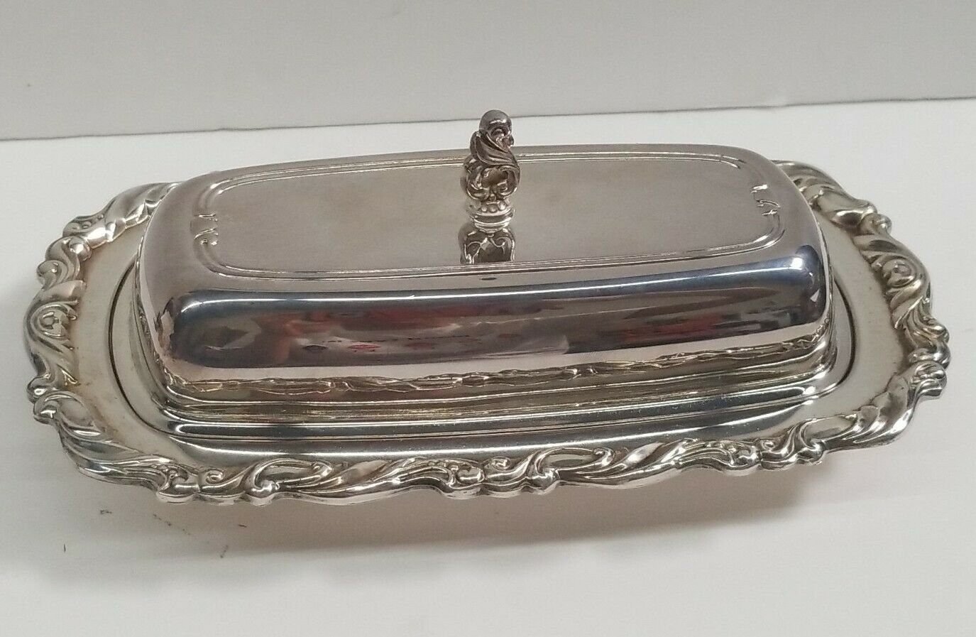 Vintage Stainless Steel 3 Pieces Butter Dish W/lid & Glass Insert