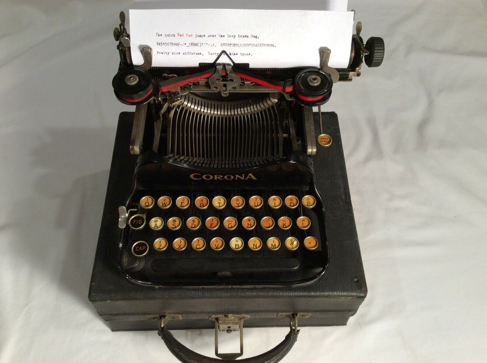 Vintage 1920 Corona 3 Folding Typewriter & Case-working-beautiful Luster & Keys
