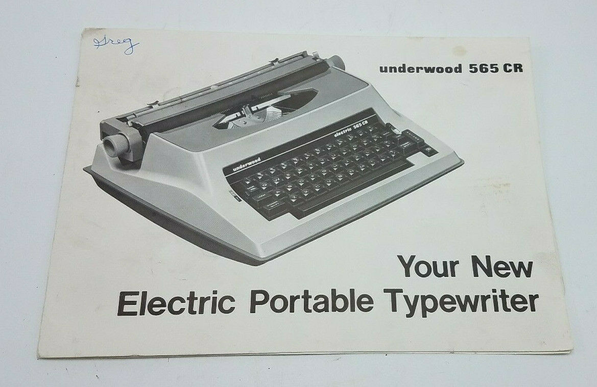 1970s Underwood 565 Cr Electric Portable Typewriter Instructions Card